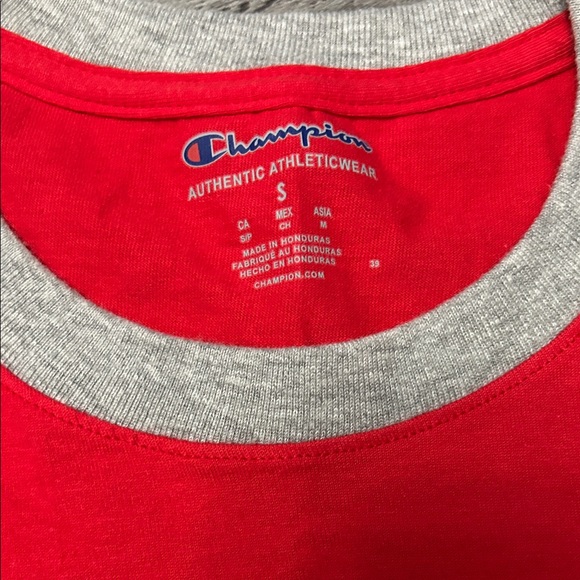 Champion Men's T-Shirt in Red with Gray Trim - Picture 2 of 4